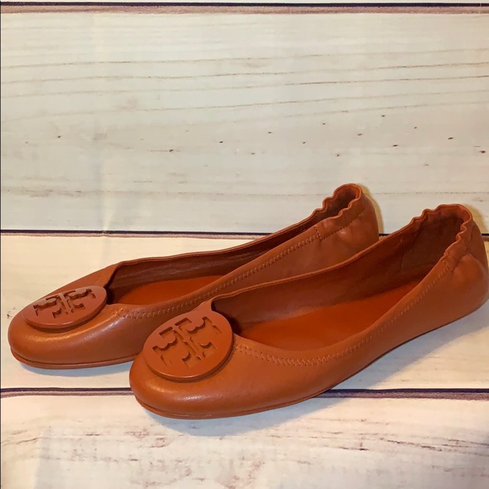 Tory Burch Minnie travel flats Orange Sz 9